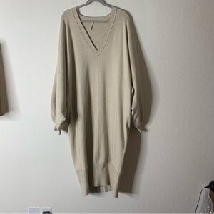 Free People Boho Tan Long Sleeve maxi Sweater dress XL